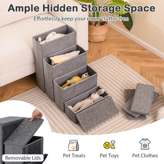 Dreamade Dog Stairs with Storage 23" H Folding 4 Step Pet Stairs for Small and Medium Dogs