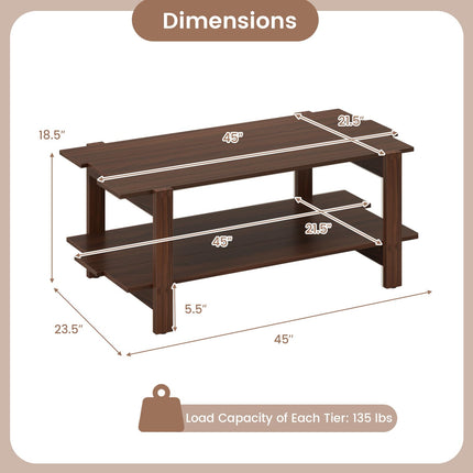 Dreamade 2-Tier Coffee Table with Storage Shelf