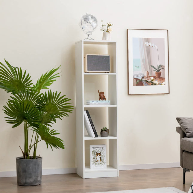 Dreamade 56” Tall Bookcase, 4-Cube Bookshelf with 4 Anti-Tipping Kits