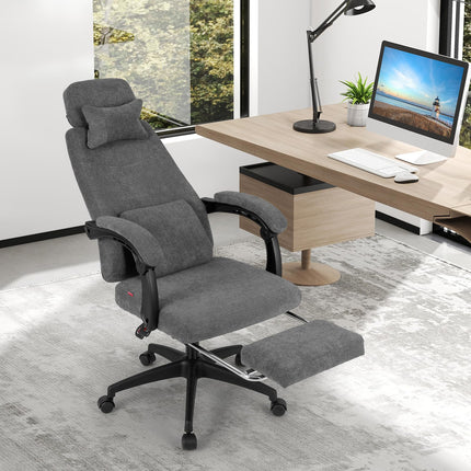 Dreamade Reclining Office Chair Chenille Fabric Desk Chair with Padded Linkage Armrests