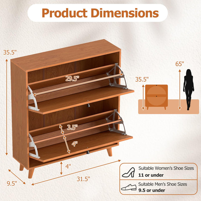 Dreamade Shoe Storage Cabinet with 2 Flip Drawers