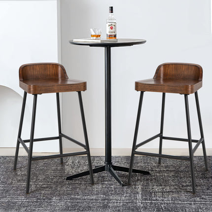 Bar Stool, 24.5-Inch Height Industrial Pub Stool with Backrest and Footrest, Metal Legs, Low-Back Breakfast