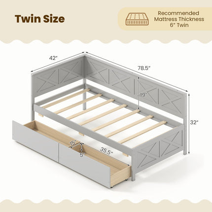 Dreamade Twin Daybed with 2 Storage Drawers