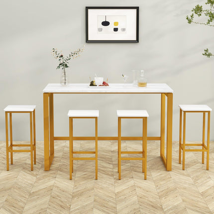 Dreamade Bar Stools Set of 4, 26" Backless Barstools with Metal Legs & Footrest, Breakfast Bar Dining Chairs