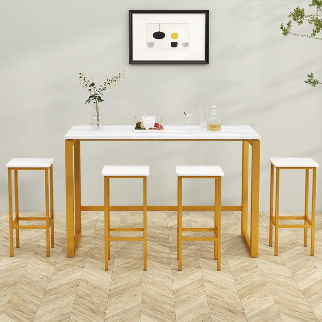 Dreamade Bar Stools Set of 4, 26" Backless Barstools with Metal Legs & Footrest, Breakfast Bar Dining Chairs