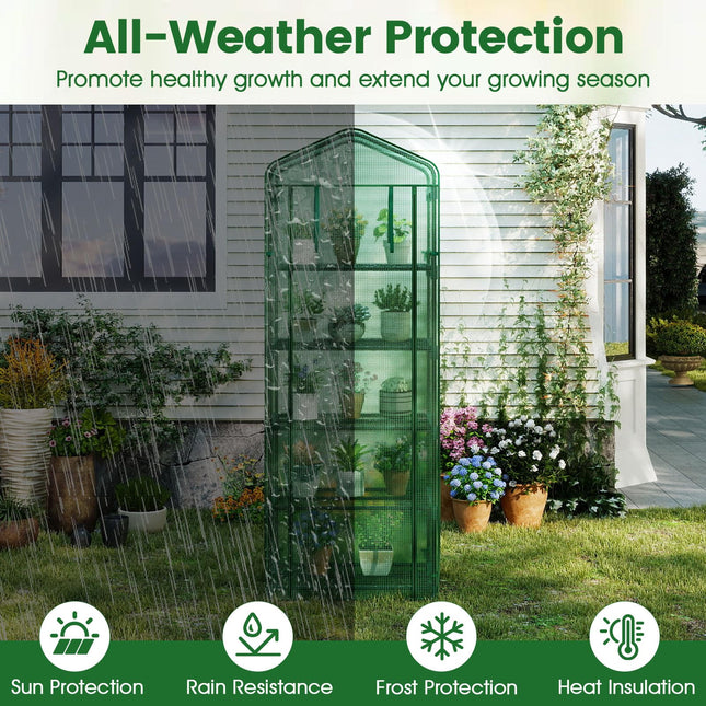 Dreamade Mini Greenhouse Portable Plant Grow House with 5 Tier Shelves