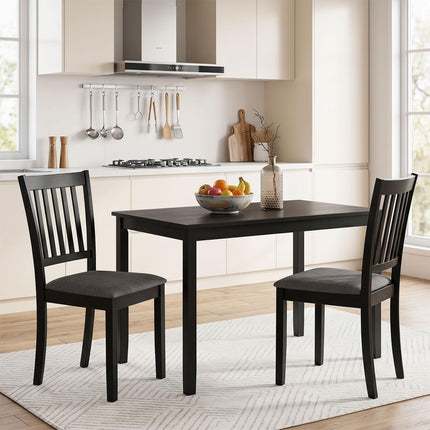Dreamade Modern Farmhouse Wood Slat-Back Kitchen Chairs w/Padded Seat (2/4)
