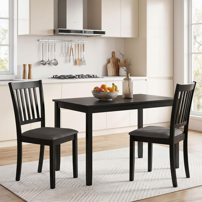 Dreamade Modern Farmhouse Wood Slat-Back Kitchen Chairs w/Padded Seat (2/4)