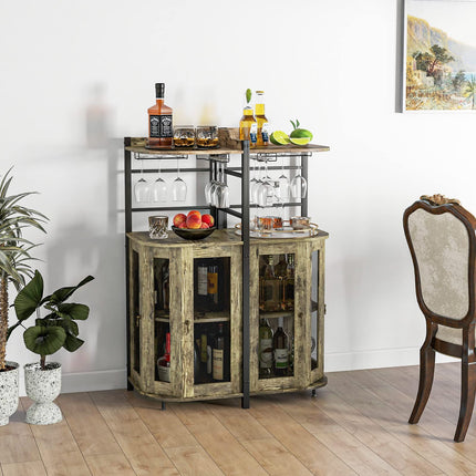 Dreamade Corner Bar Cabinet with Glass Holder