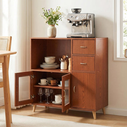 Dreamade 36 Inch Sideboard Buffet Cabinet with Open Compartment