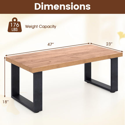 Dreamade Rustic Coffee Table 47 Inch Industrial Wood Center Table with 1.8" Tabletop
