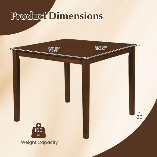 Dreamade 35.5" Square Kitchen Table with Solid Rubber Wood Legs for 4