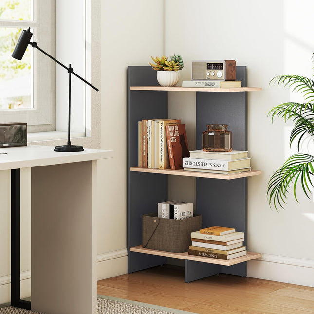 Dreamade 3-Tier Wooden Free Standing Open Storage Bookshelf with Anti-Tipping Kit