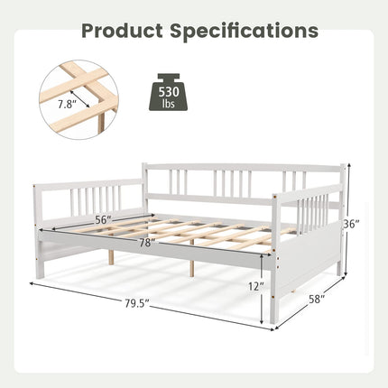 Dreamade Full Size Daybed, Wooden Daybed Sofa Bed Frame with Wood Slat Support for Kids Teens (Full)