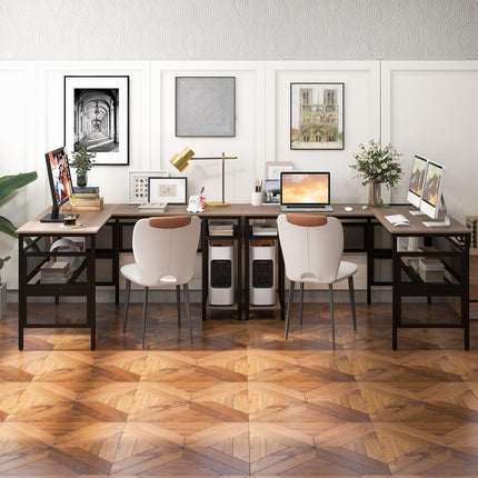 Dreamade L Shaped Desk with Power Outlets & USB Ports