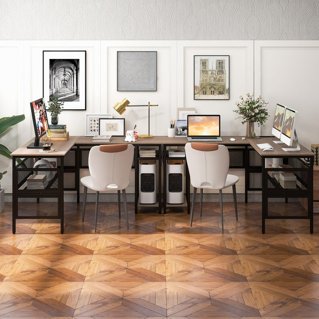 Dreamade L Shaped Desk with Power Outlets & USB Ports