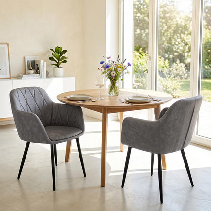 Dreamade Dining Chairs Set with Curved Back & Wide Seat