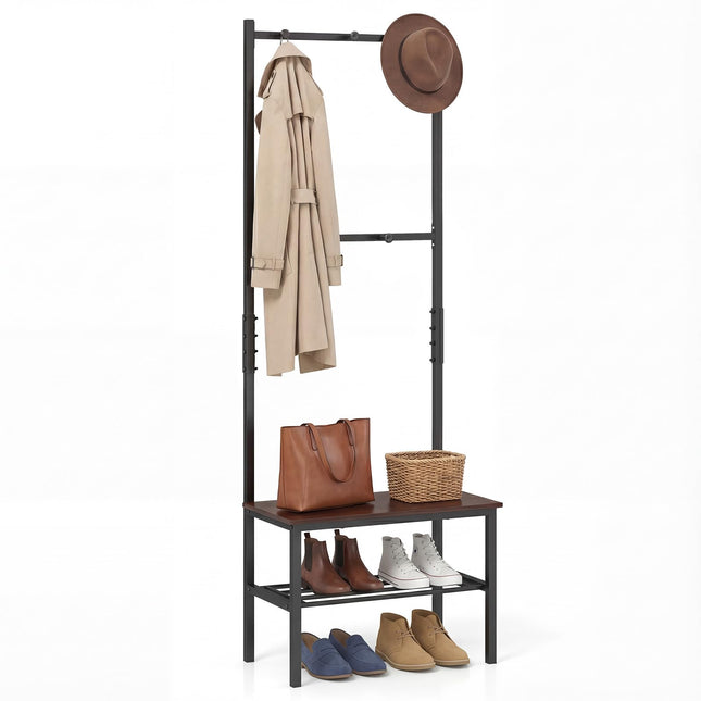 Dreamade 3 in 1 Hall Tree with Bench and Shoe Storage