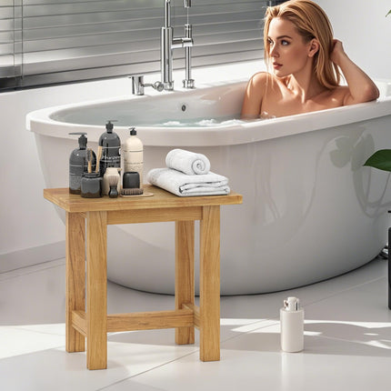 Dreamade Teak Shower Bench Stool with Waterproof Spa Bath Seat for Seniors 20''L x 11''W x 18.5''H