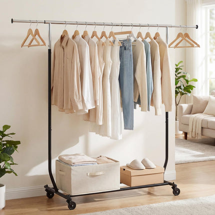 Dreamade Extendable Heavy-Duty Rolling Clothing Rack for Hanging Clothes