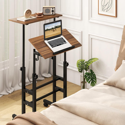 Dreamade Mobile Stand up Desk, Height Adjustable, 24"D x 22"W x 49"H