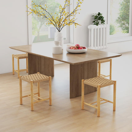 Dreamade Wood Stools Set of 2, 18" Tall Boho Backless Stool Chairs with Rubber Wood Legs