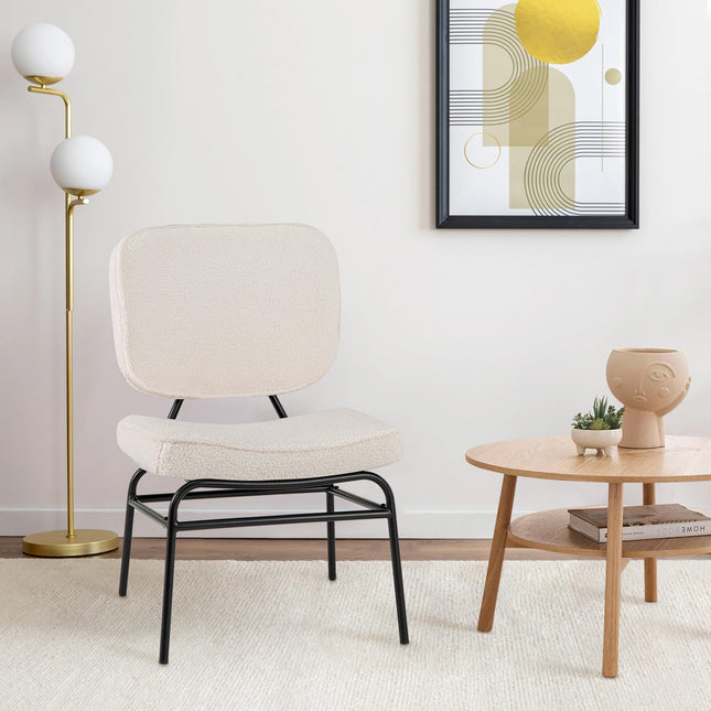 Dreamade Modern Armless Accent Chair - Sherpa Reading Chair with Sponge Padding