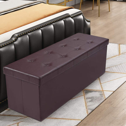 Dreamade 45" Folding Storage Ottoman Bench, Faux Leather