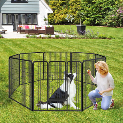 Dreamade Dog Playpen Outdoor 32" H - 8/16 Panels Metal Pet Fence for Medium Dogs, Heavy Duty Dog Pen Exercise Fence with Door