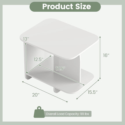 Dreamade 2-Tier End Table with Open Storage Shelf