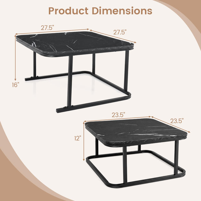 Dreamade Nesting Coffee Table Set of 2 with Metal Frame