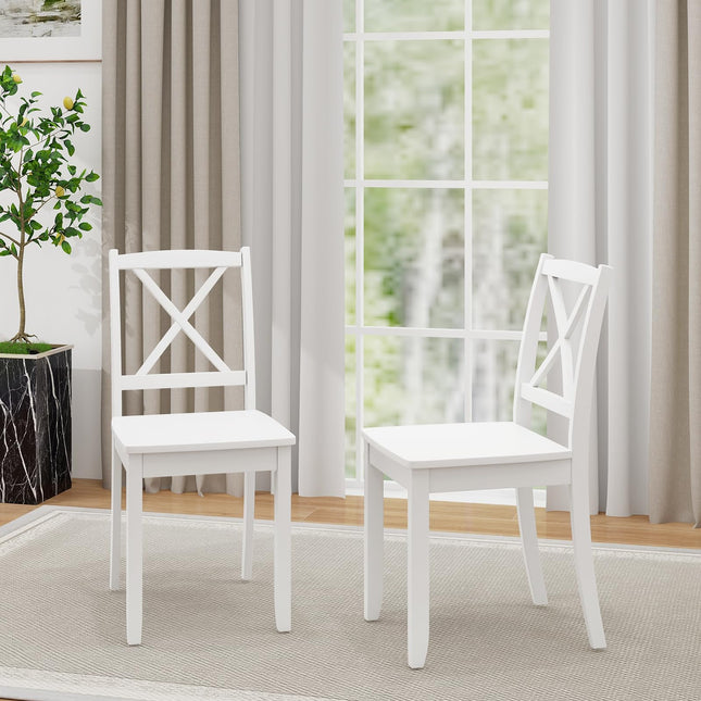 Dreamade Wood Dining Chairs, Armless Kitchen Chairs w/Rubber Wood Legs & Curved Backrest