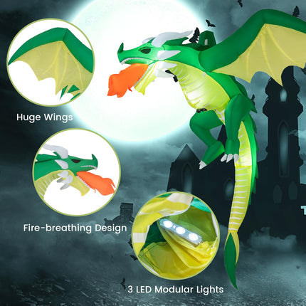 DREAMADE 5.2FT Hanging Inflatable Dragon Lighted Halloween Yard Decoration