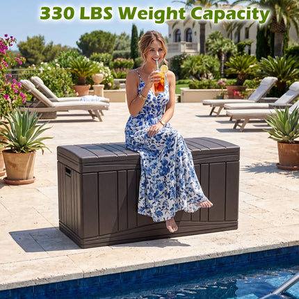 Dreamade 80 Gallon Patio HDPE Storage Bin with Gas Struts & Lock-Compatible Lid