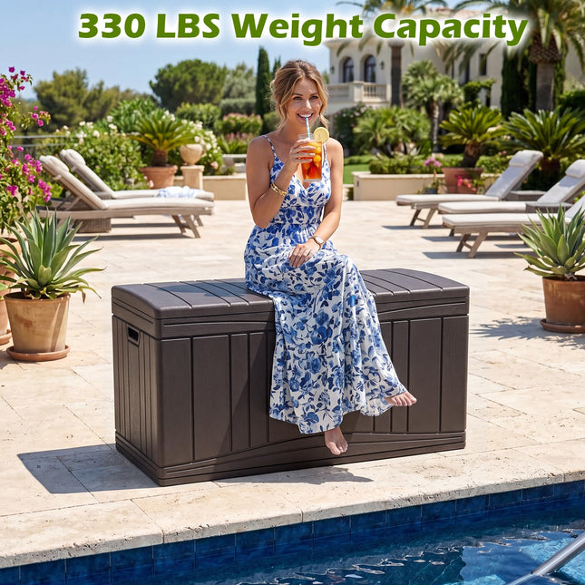 Dreamade 80 Gallon Patio HDPE Storage Bin with Gas Struts & Lock-Compatible Lid