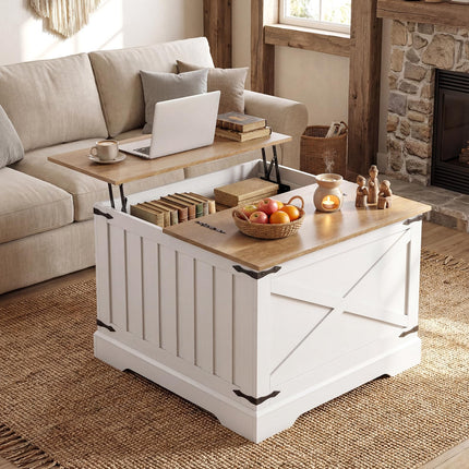 Dreamade 31.5" Square Wood Center Table with Large Hidden Storage Compartment & Hinged Lift Top
