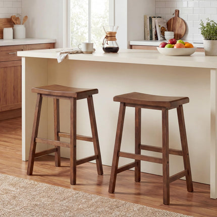 Dreamade 24 Inch Counter Height Saddle Bar Stools with Footrest (2/4)