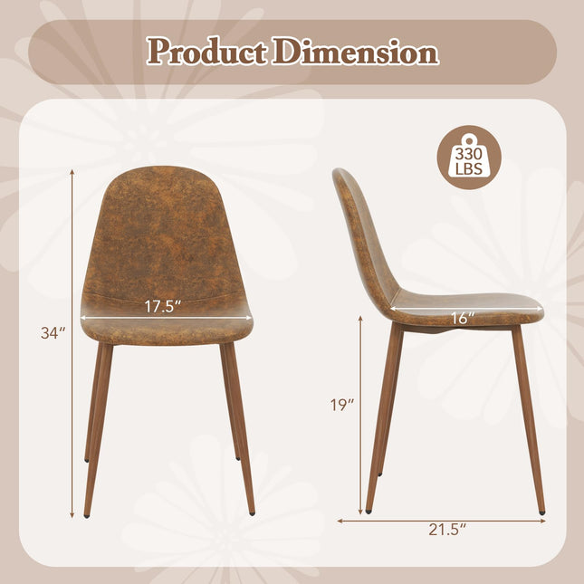 Dreamade Upholstered Dining Chairs Set of 4 PU Leather Kitchen Side Chairs w/Padded Seats