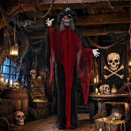 DREAMADE 9.4 ft Halloween Hanging Pirate Sound Activated Prop