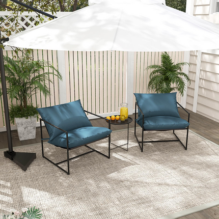 Dreamade Accent Chairs for Living Room - Metal Framed Armchair with Removable Sponge Cushion, Sling Accent Chair Set of 2