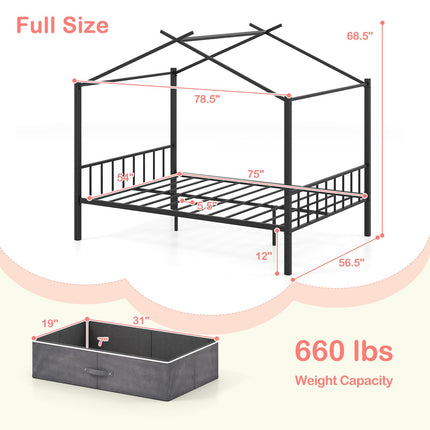 Dreamade Full Size House Bed with 2 Storage Drawers