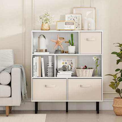 Dreamade 6-Cube Bookshelf 3-Tier White Bookcase
