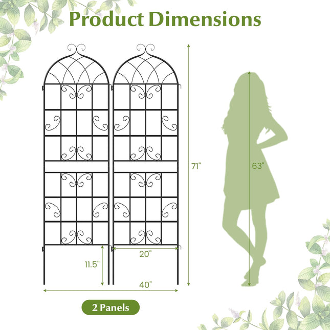 Dreamade 2/4 Packs 71"x20"/86"x20" Metal Garden Trellis for Outdoor Climbing Plants