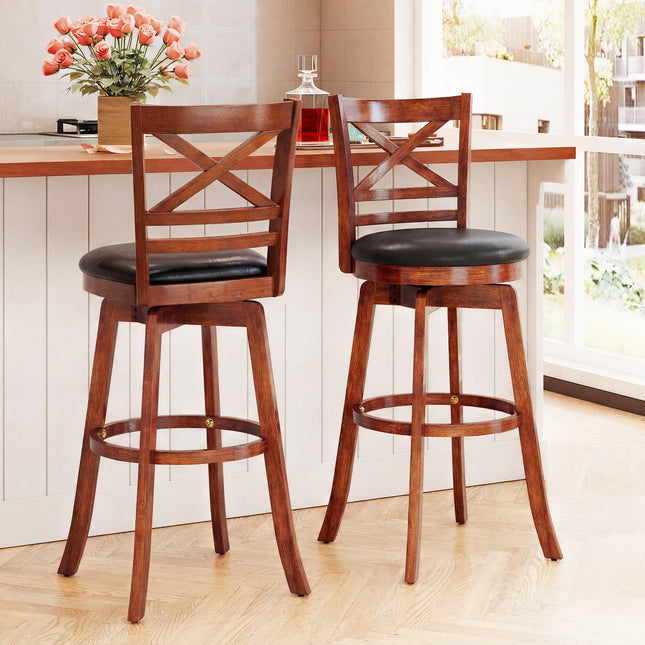 Dreamade 30.5 Inch Bar Height Chairs Stools Set of 2/4 with PU Faux Leather Upholstered Seat