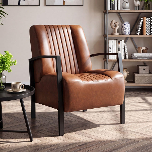 Dreamade PU Leather Upholstered Armchair with Padded Seat & Back (1/2)