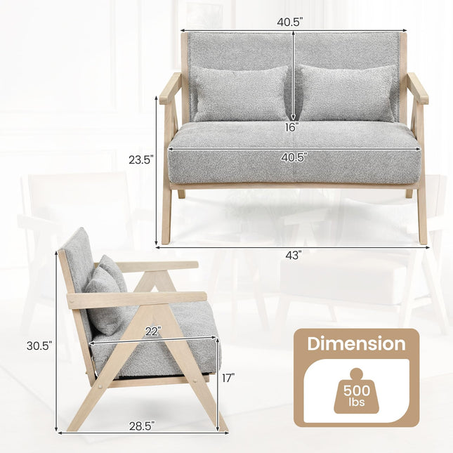 Dreamade Loveseat Sofa with Throw Pillows for Small Spaces