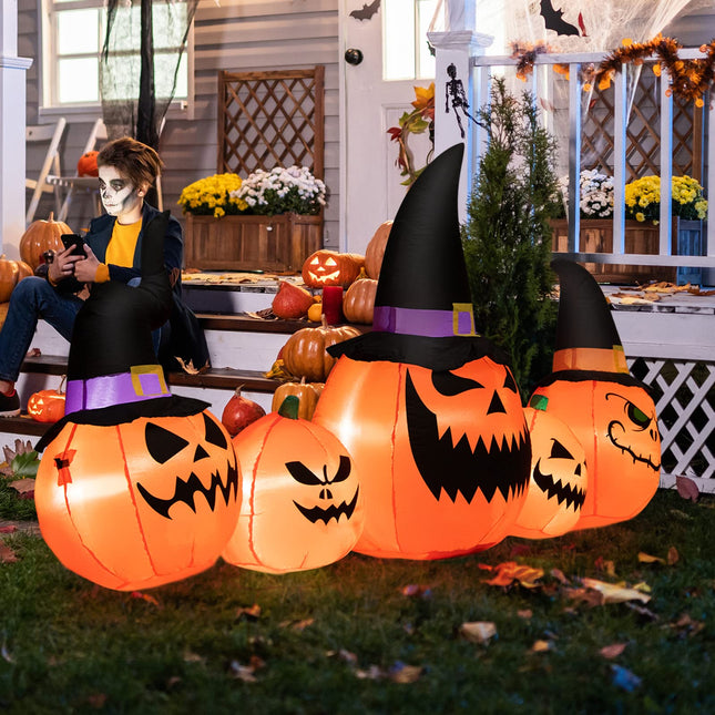 DREAMADE 5-Piece Inflatable Pumpkin Family Halloween Decoration w/LED Lights