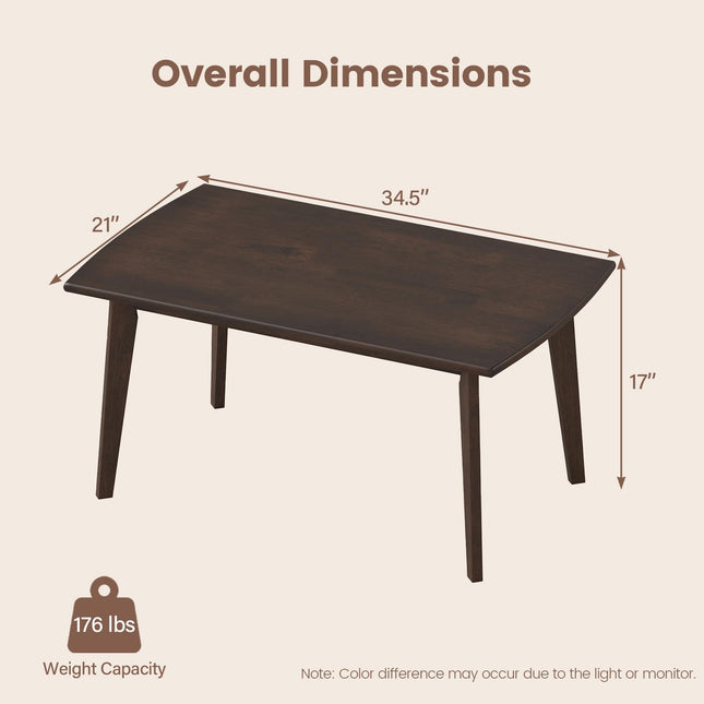 Dreamade 34.5" Solid Wood Coffee Table with Tapered Legs