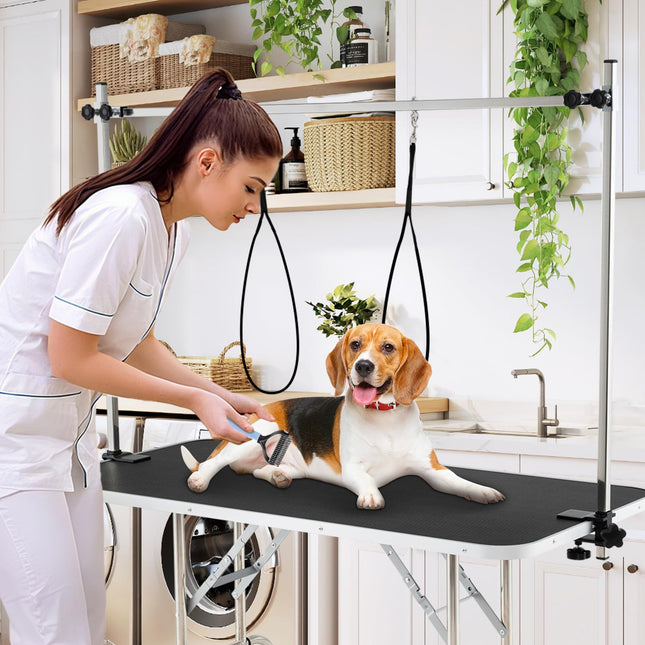 Dreamade 47'' Dog Grooming Table with Adjustable Arm & 2 Nooses