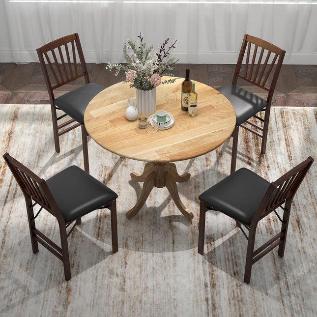 Dreamade Wooden Dining Table, Dining Table with 40" D Round Tabletop & Curved Trestle Legs
